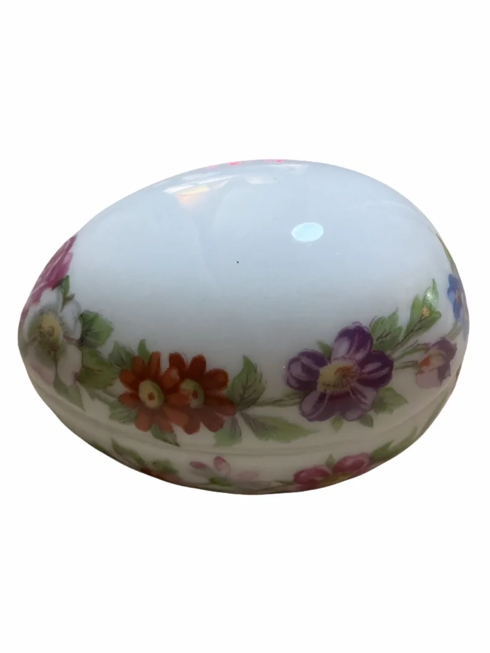Rochard Limoges France Floral Porcelain Egg Trinket Box Hand Painted Collectible
